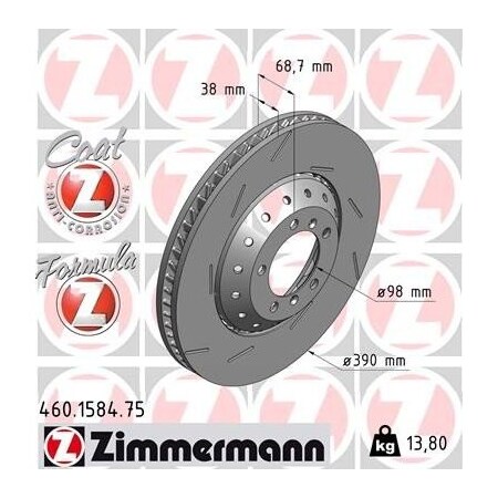 Zimmermann Brake Disc - Fusion Z/Coated, 460158475 460158475